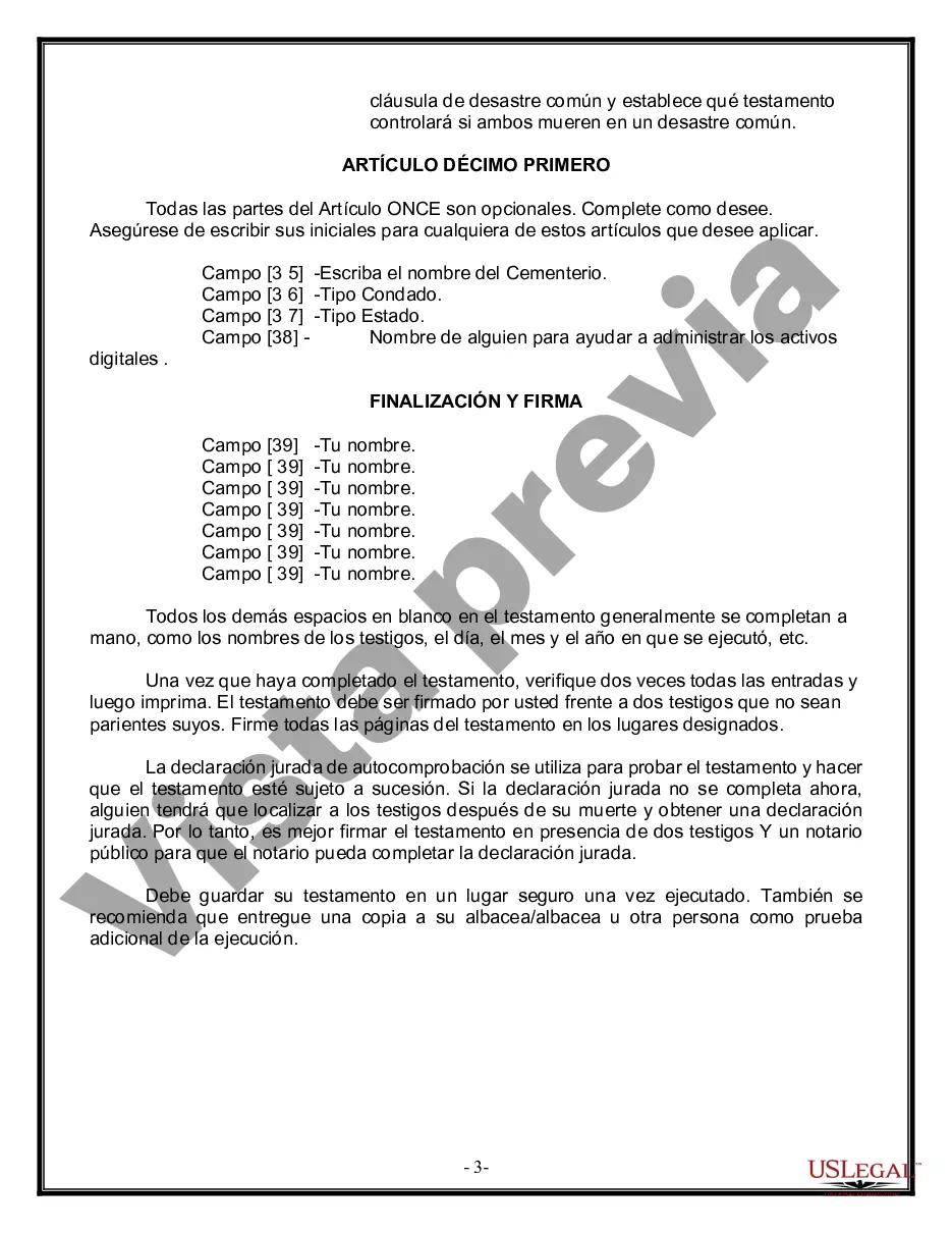 Get Formulario de última voluntad y testamento legal para persona casada con hijos adultos Preview Formulario de última voluntad y testamento legal para persona casada con hijos adultos