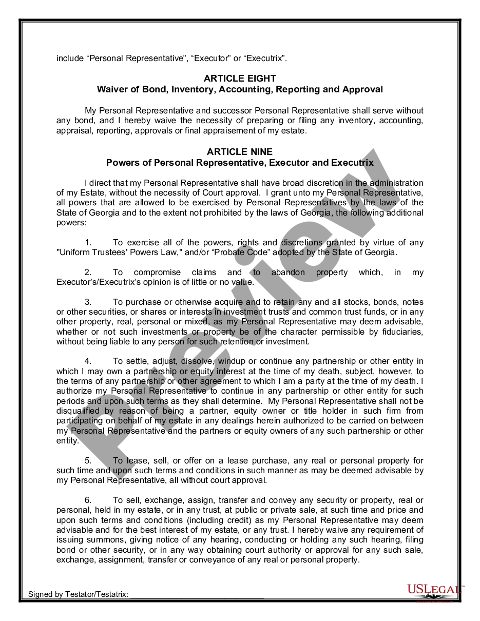 page 8 Legal Last Will and Testament Form for Married person with Adult Children preview