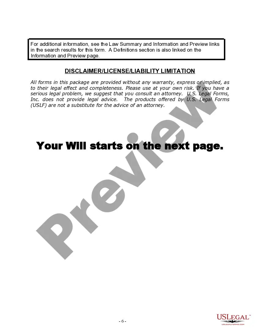 Preview Last Will and Testament for Married person with Adult Children