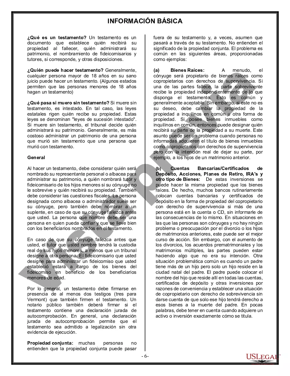 Get Formulario de última voluntad y testamento legal para una persona casada sin hijos Preview Formulario de última voluntad y testamento legal para una persona casada sin hijos