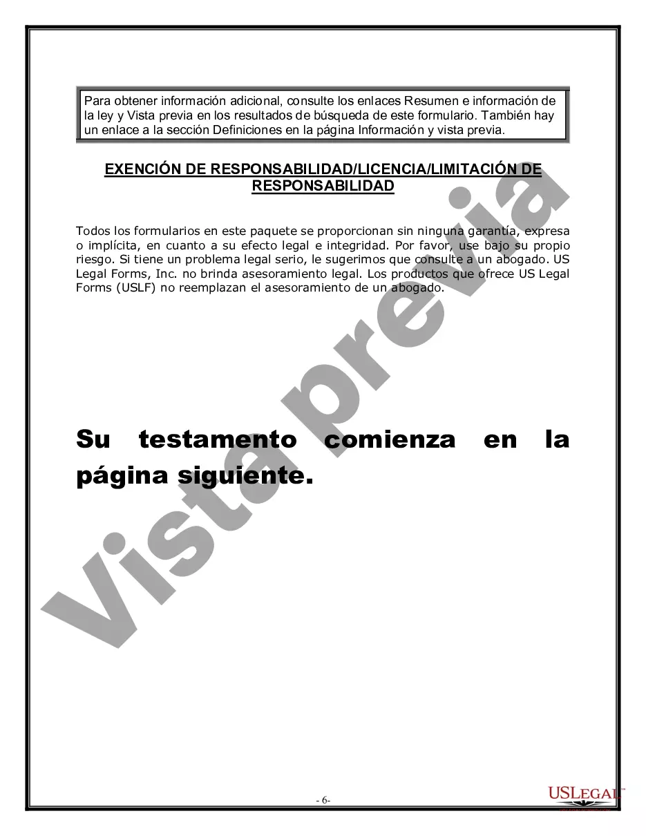 Get Formulario de última voluntad y testamento legal para una persona casada sin hijos Preview Formulario de última voluntad y testamento legal para una persona casada sin hijos