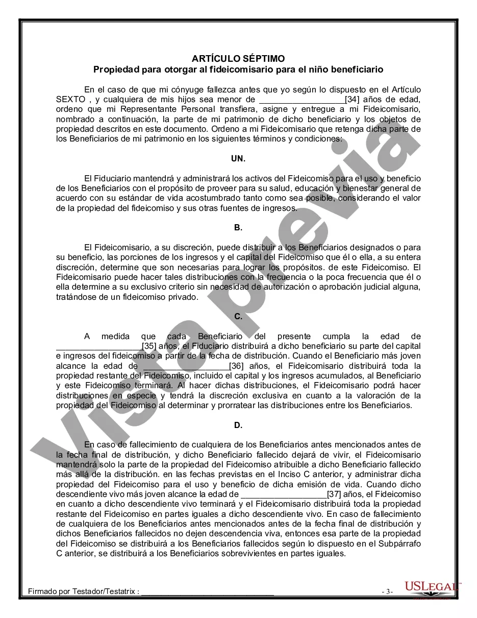 Get Formulario de última voluntad y testamento legal para persona casada con hijos menores Preview Formulario de última voluntad y testamento legal para persona casada con hijos menores