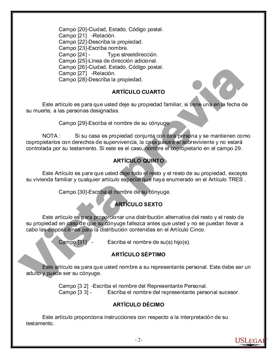 Preview Paquete de Voluntades Mutuas con Últimas Voluntades y Testamentos para Pareja Casada con Hijos Adultos