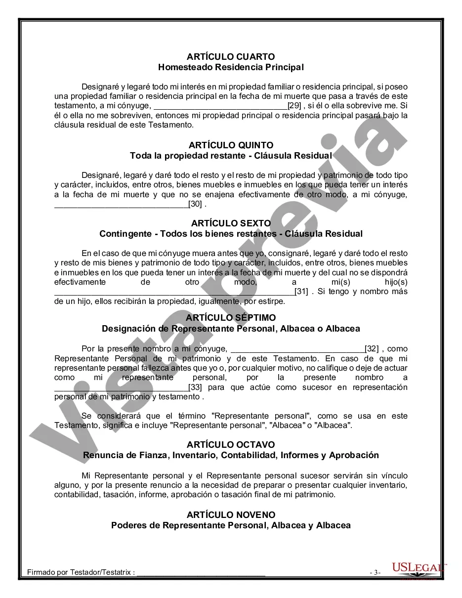 Preview Paquete de Voluntades Mutuas con Últimas Voluntades y Testamentos para Pareja Casada con Hijos Adultos