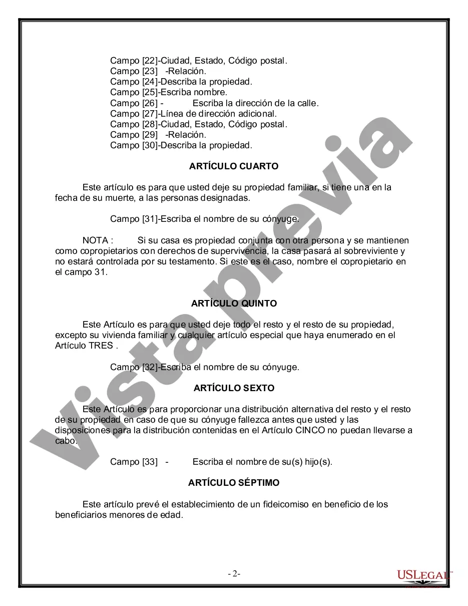 Preview Paquete de Voluntades Mutuas con Últimas Voluntades y Testamentos para Pareja Casada con Hijos Menores