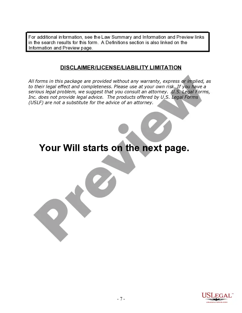 Preview Last Will and Testament for Married Person with Adult and Minor Children from Prior Marriage