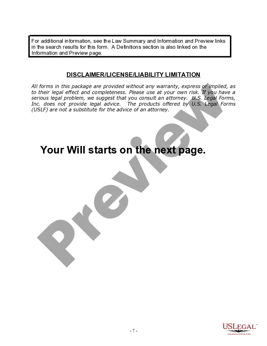 Preview Last Will and Testament for Married Person with Adult and Minor Children
