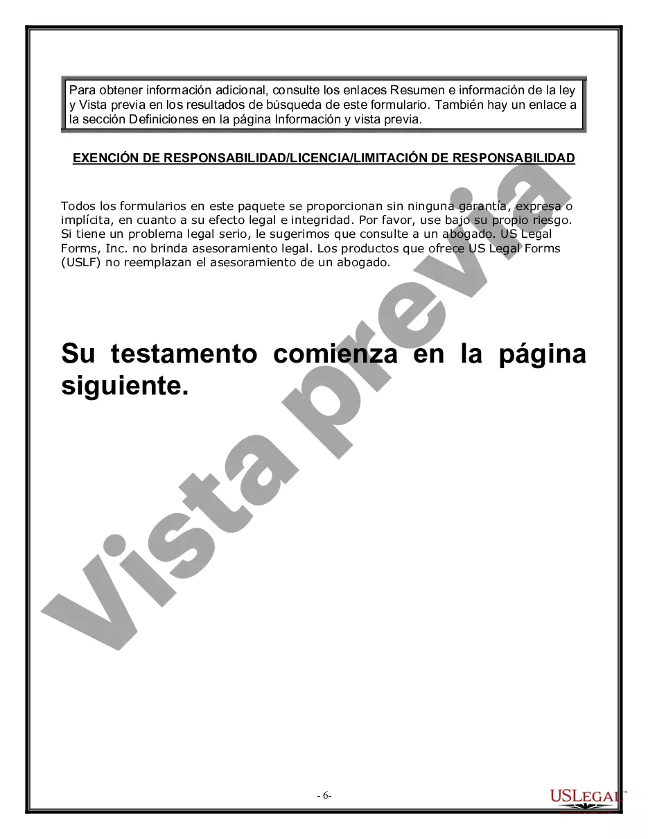 Preview Formulario Legal de Última Voluntad y Testamento para Viuda o Viudo con Hijos Menores