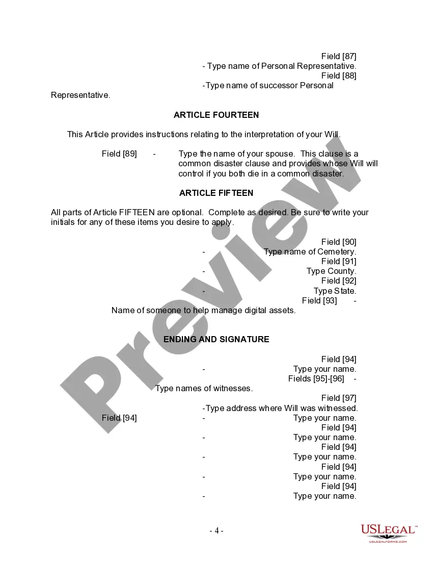 Preview Last Will and Testament for Divorced and Remarried Person with Mine, Yours and Ours Children