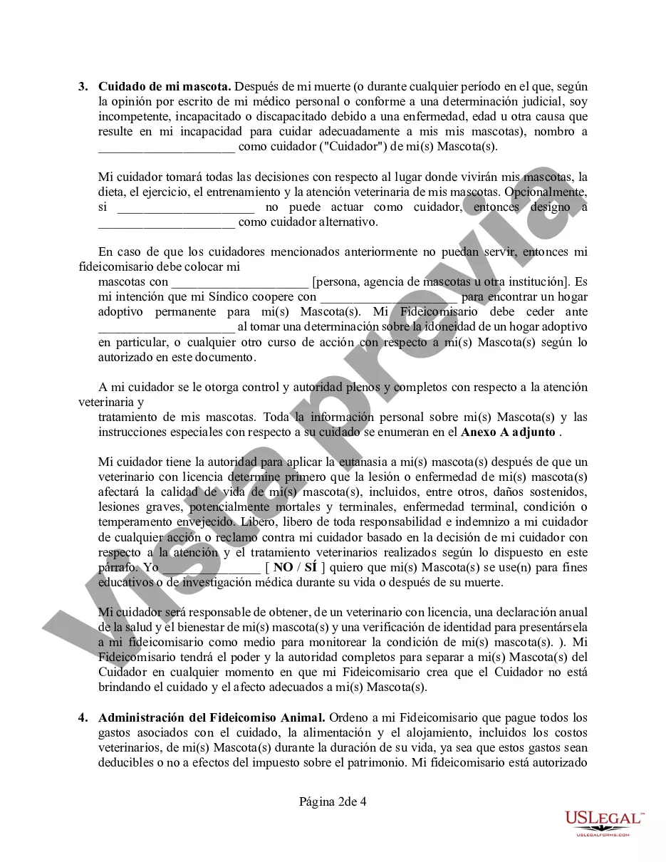 Get Codicilo al formulario de testamento para enmendar su testamento - Testamentary Pet Trust Preview Codicilo al formulario de testamento para enmendar su testamento - Testamentary Pet Trust