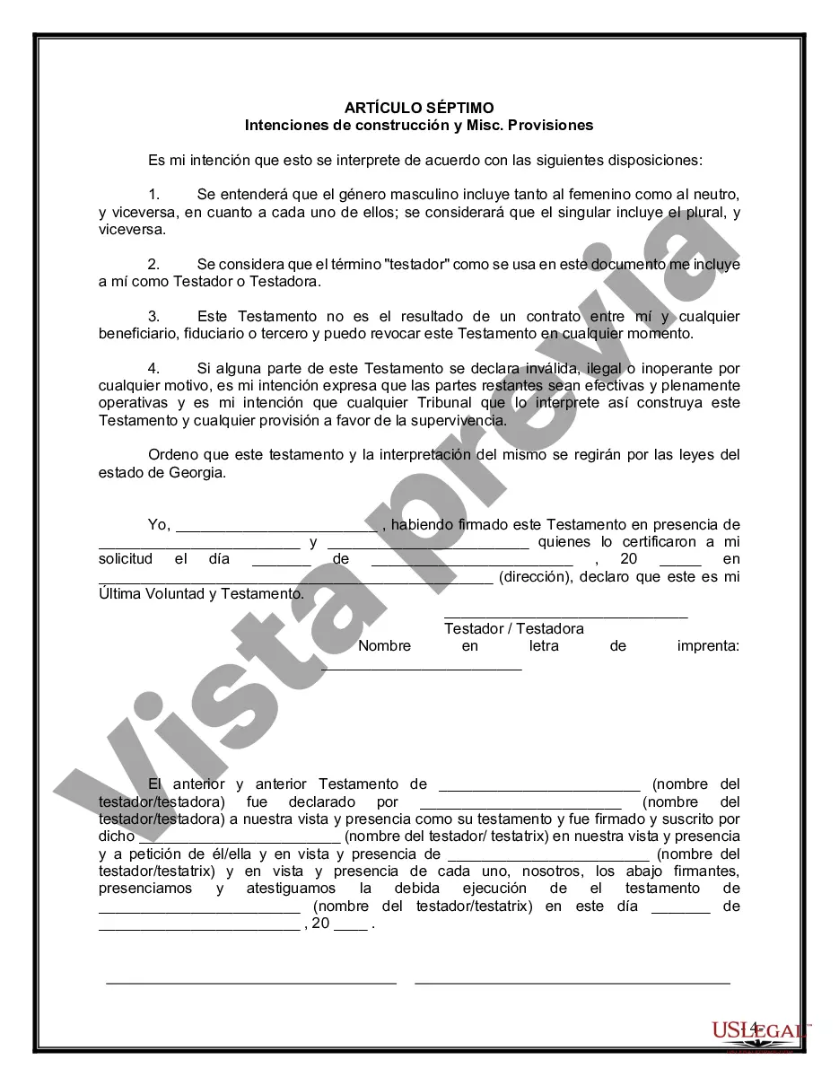 Preview Último testamento legal y formulario de testamento con todos los bienes en fideicomiso llamado testamento invertido