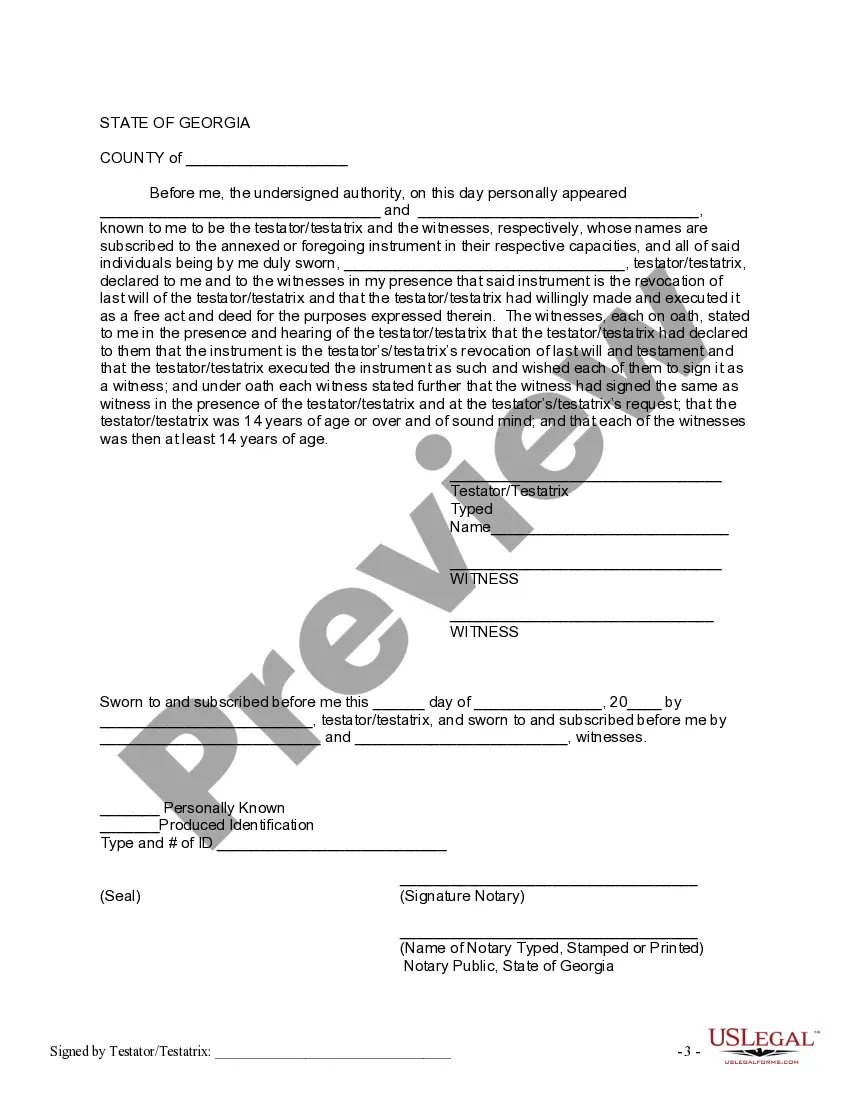 Preview Written Revocation of Will