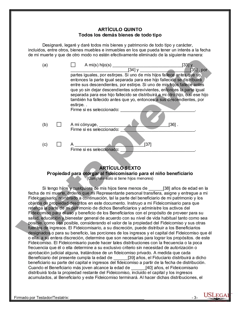 Preview Última voluntad y testamento para otras personas