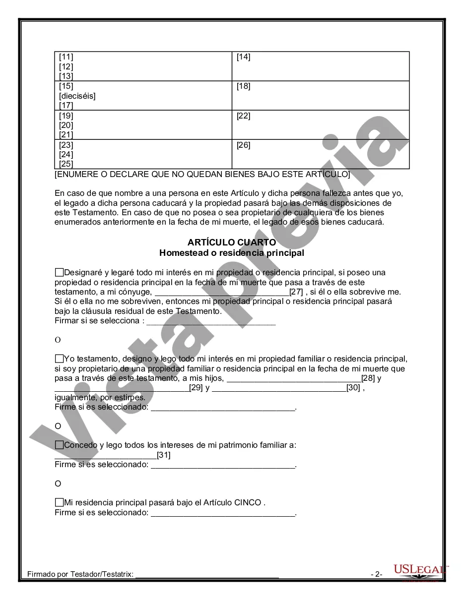 Preview Última voluntad y testamento para otras personas