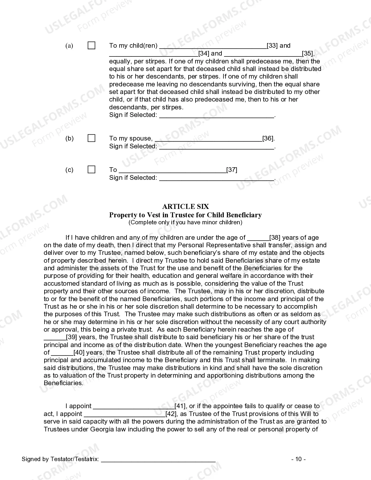 Preview Last Will and Testament for other Persons