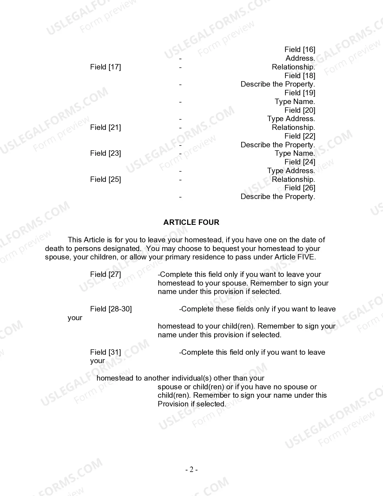 Preview Last Will and Testament for other Persons