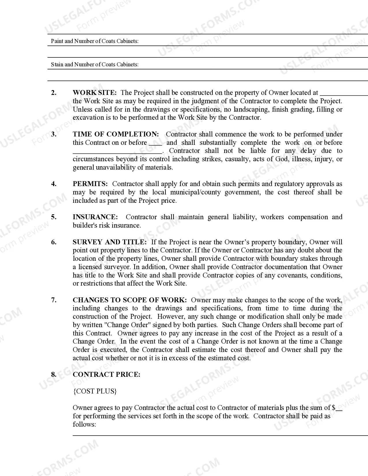 Preview Painting Contract for Contractor