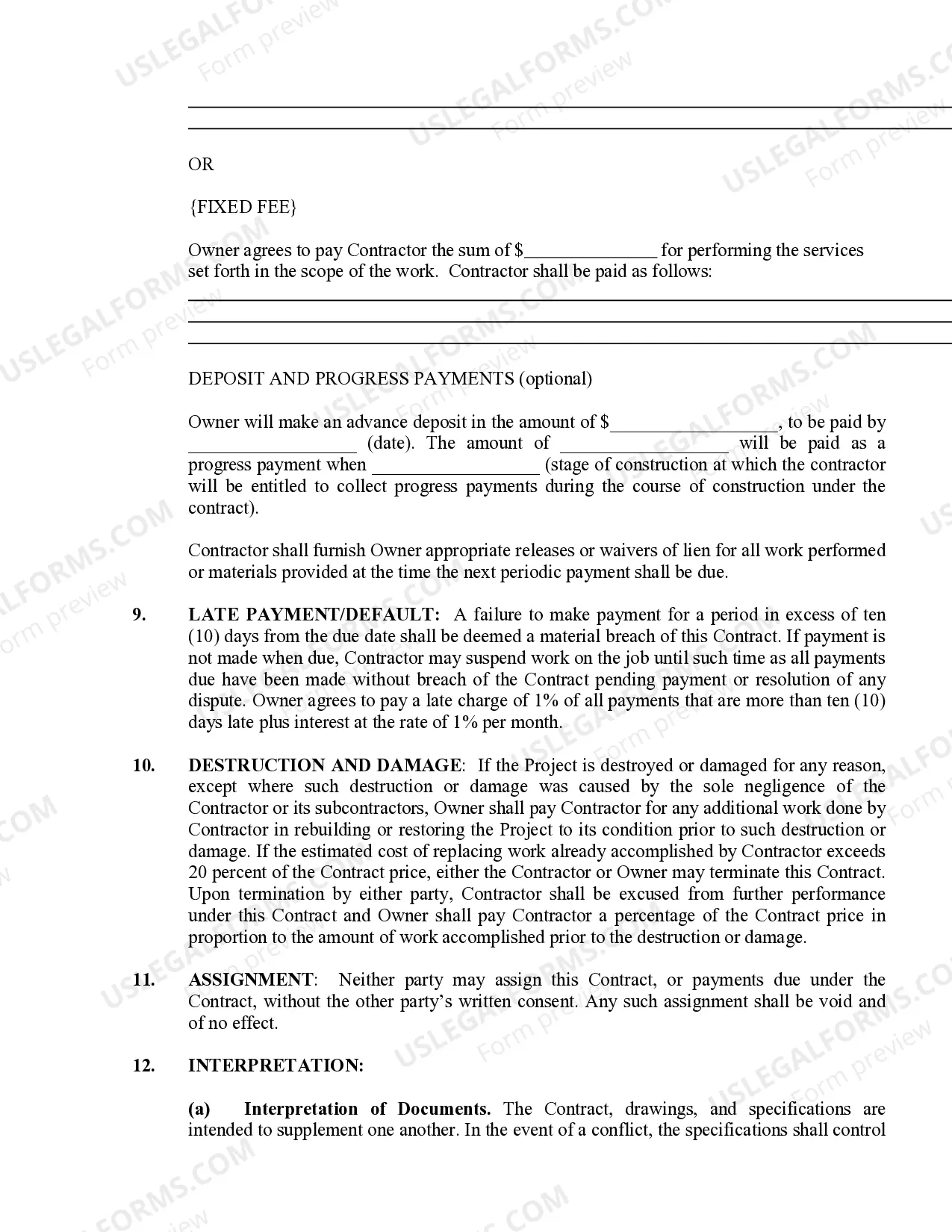 Preview Painting Contract for Contractor