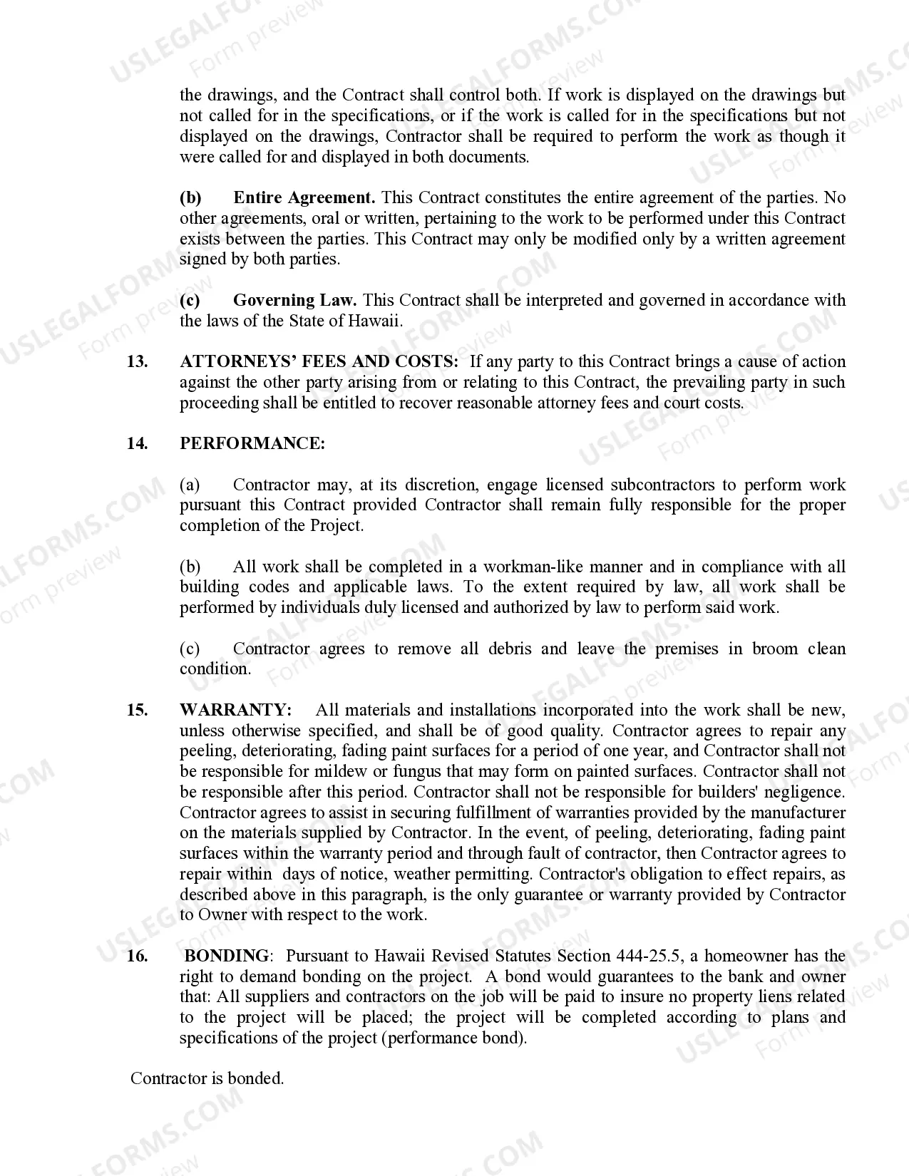 Preview Painting Contract for Contractor