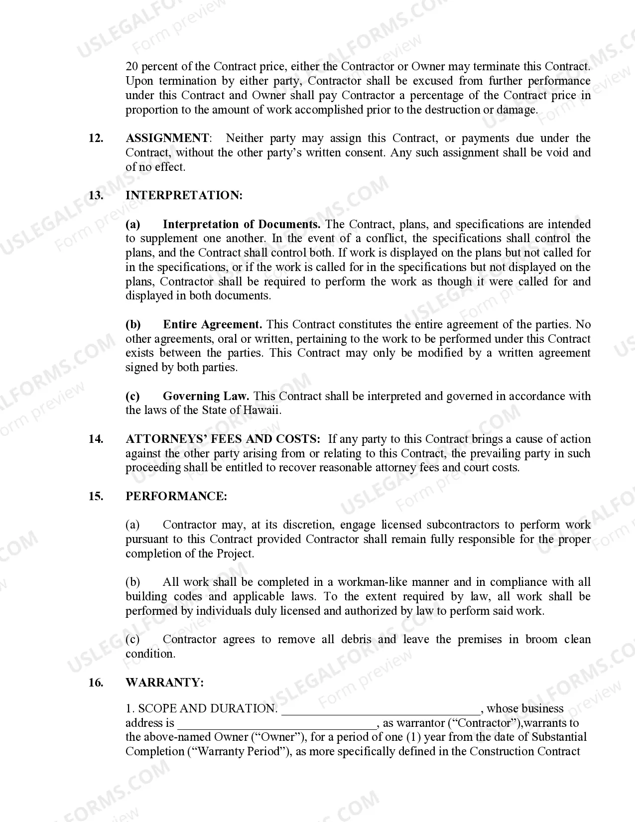 Preview Fencing Contract for Contractor