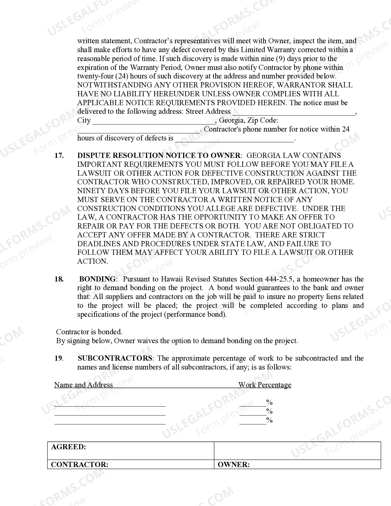 Preview Fencing Contract for Contractor