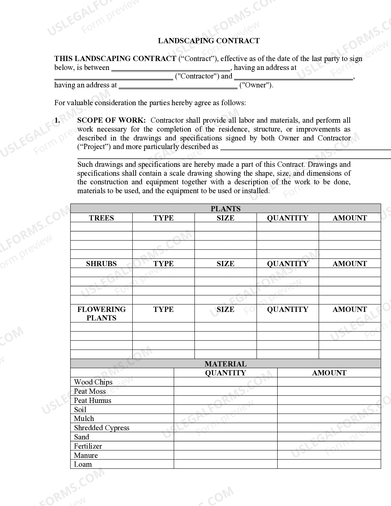 Hawaii Landscape Contract for Contractor US Legal Forms