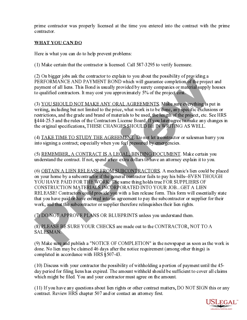 Hawaii Landscape Contract for Contractor US Legal Forms