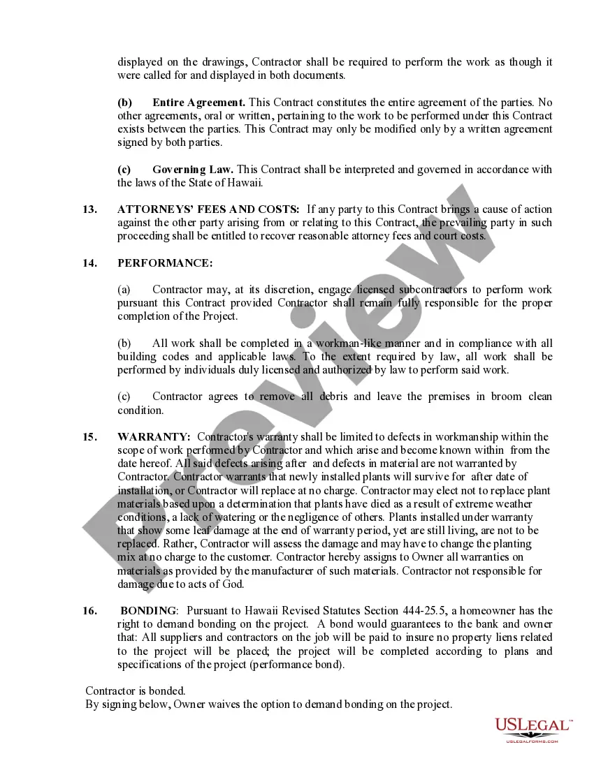 Preview Landscape Contract for Contractor