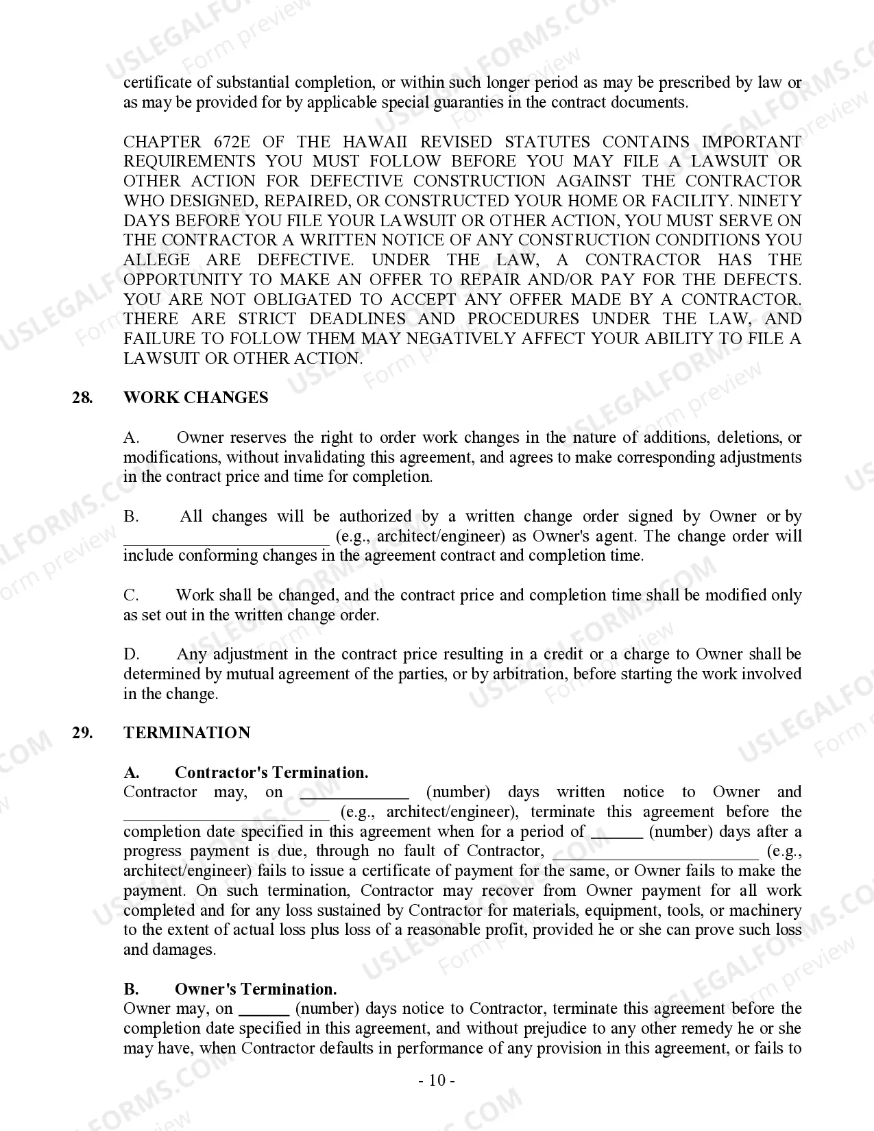 Preview Commercial Contract for Contractor