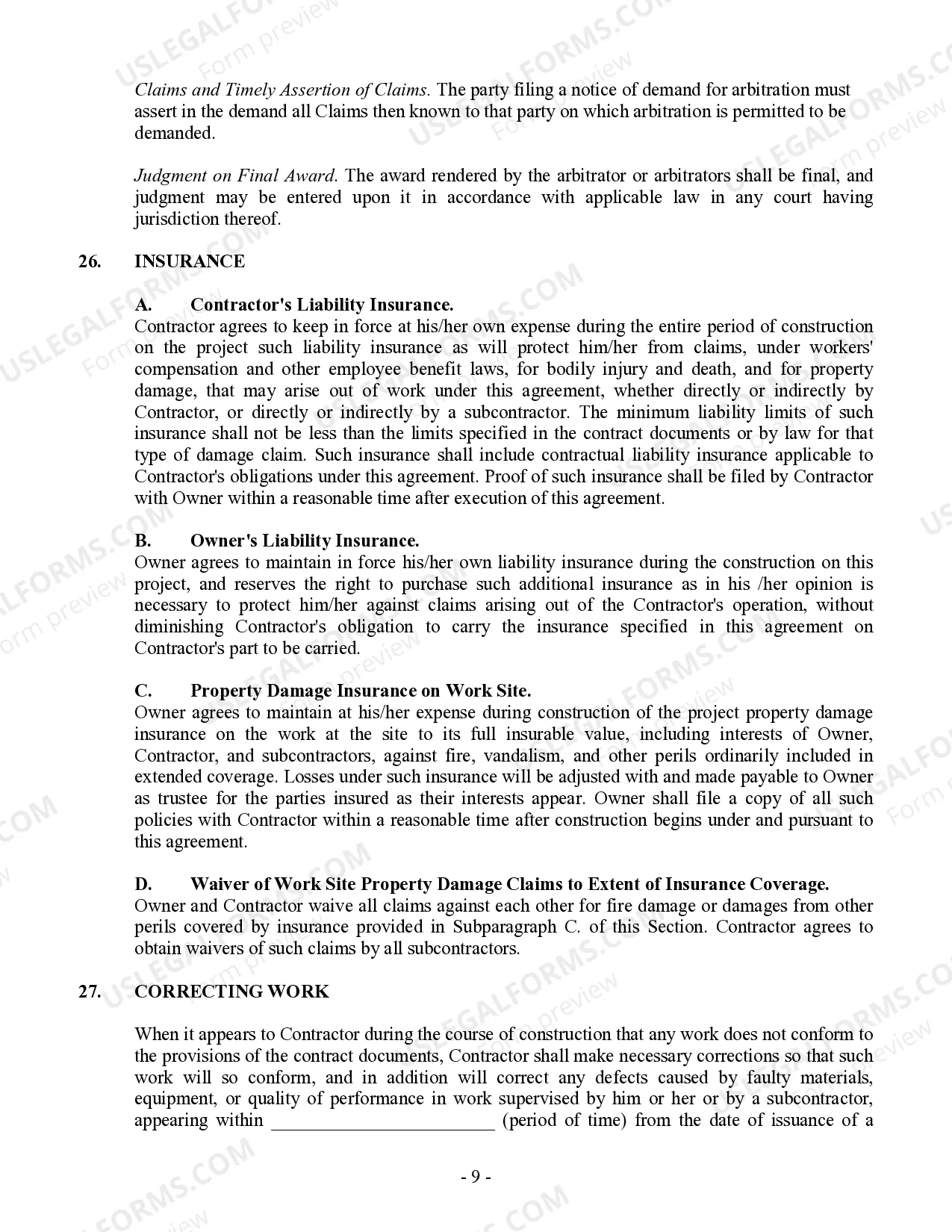 Preview Commercial Contract for Contractor