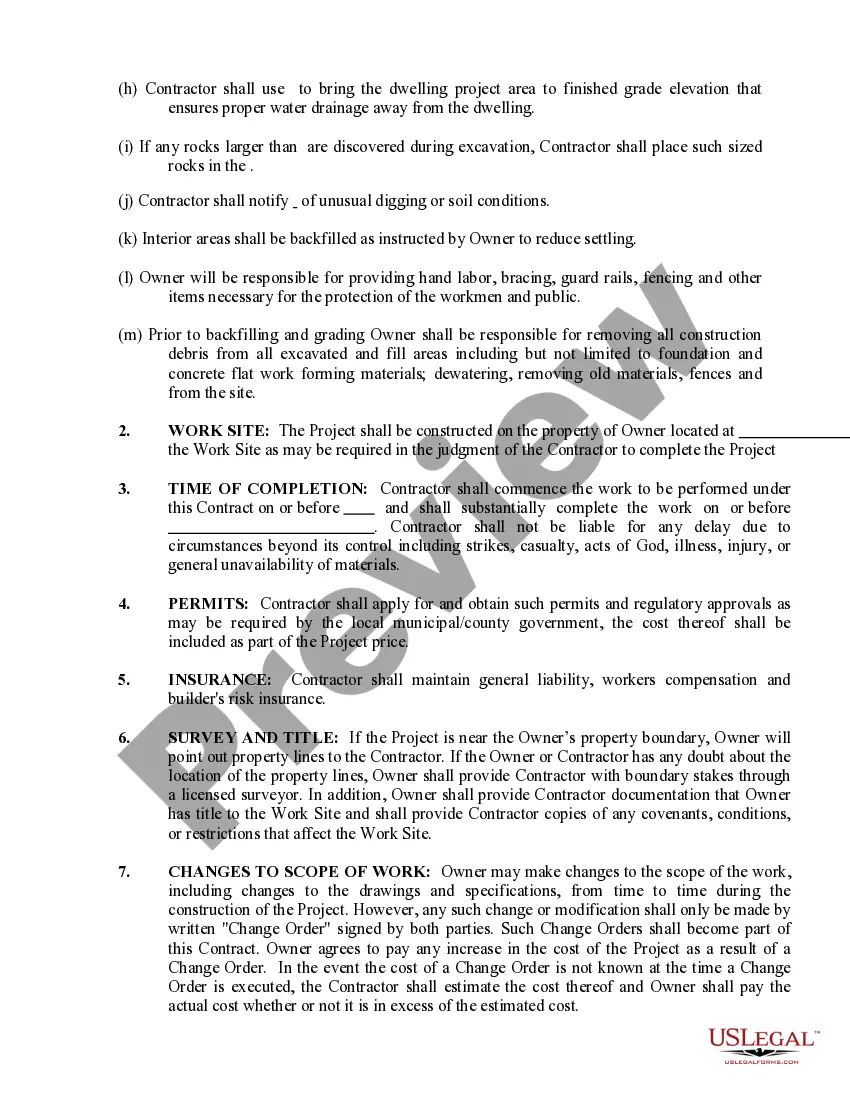 Preview Excavator Contract for Contractor