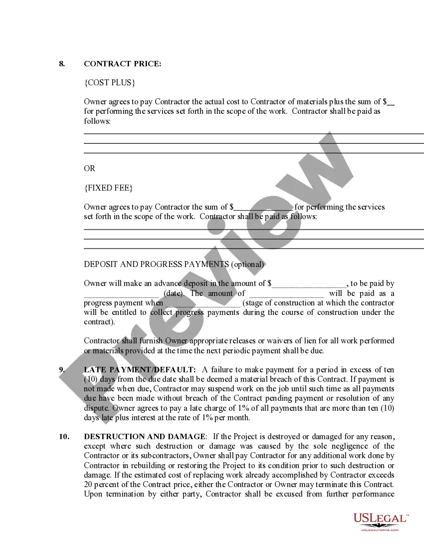 Preview Excavator Contract for Contractor