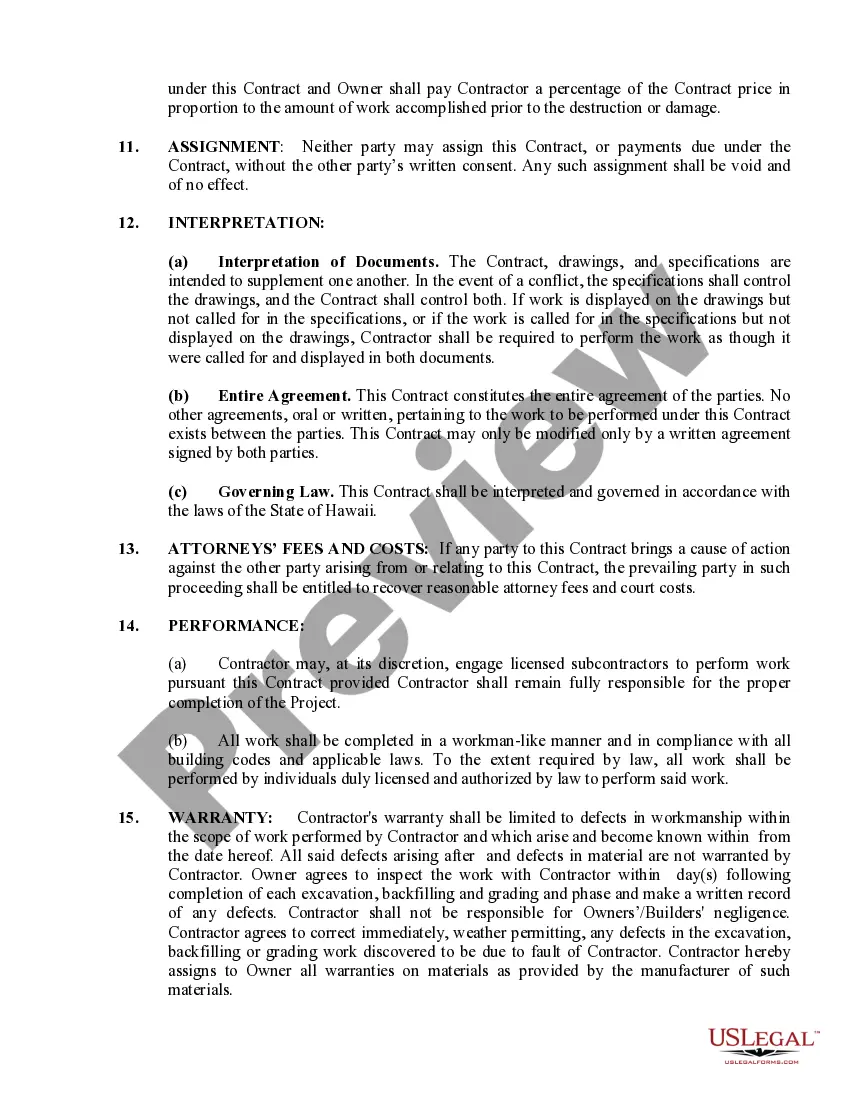 Preview Excavator Contract for Contractor