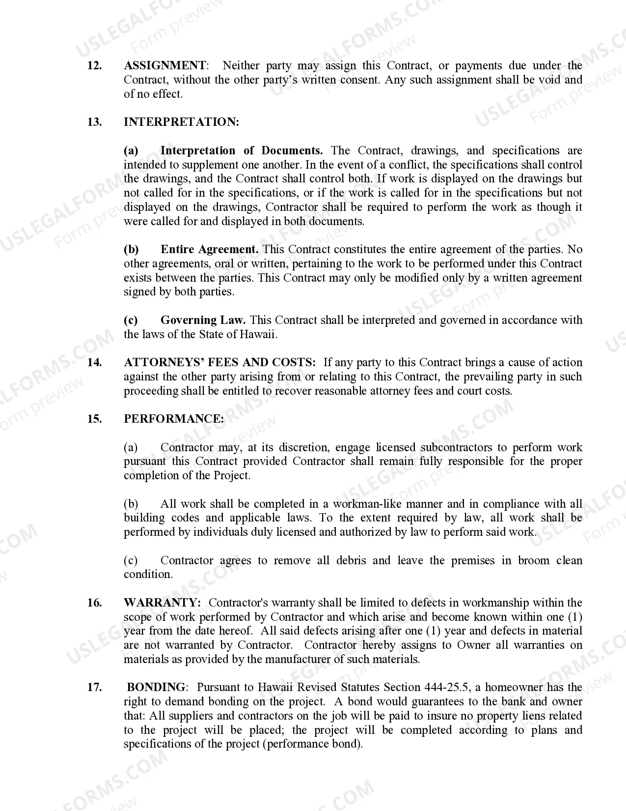 Preview Renovation Contract for Contractor