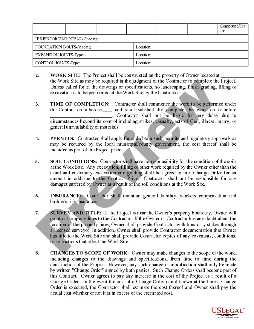 Preview Concrete Mason Contract for Contractor