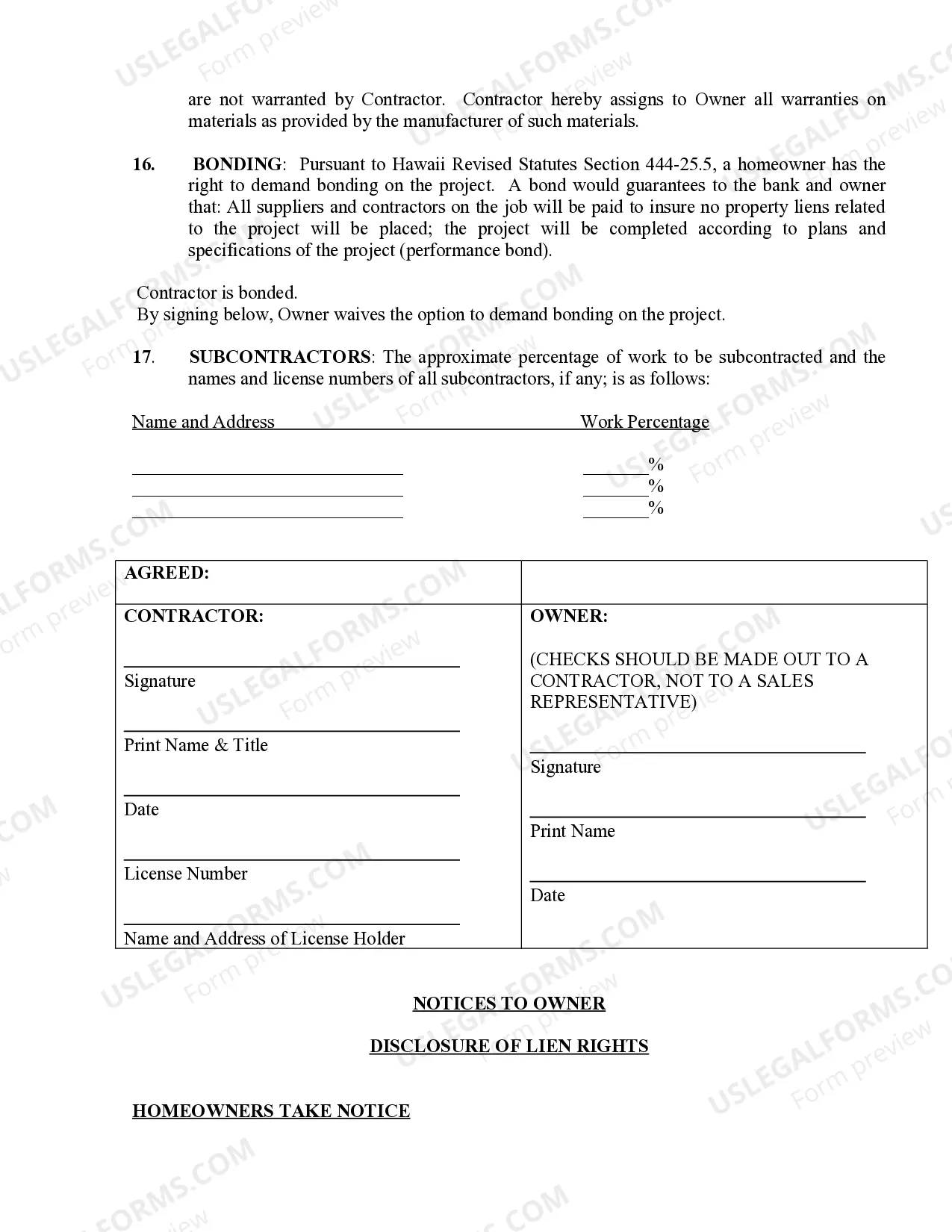 Preview Demolition Contract for Contractor