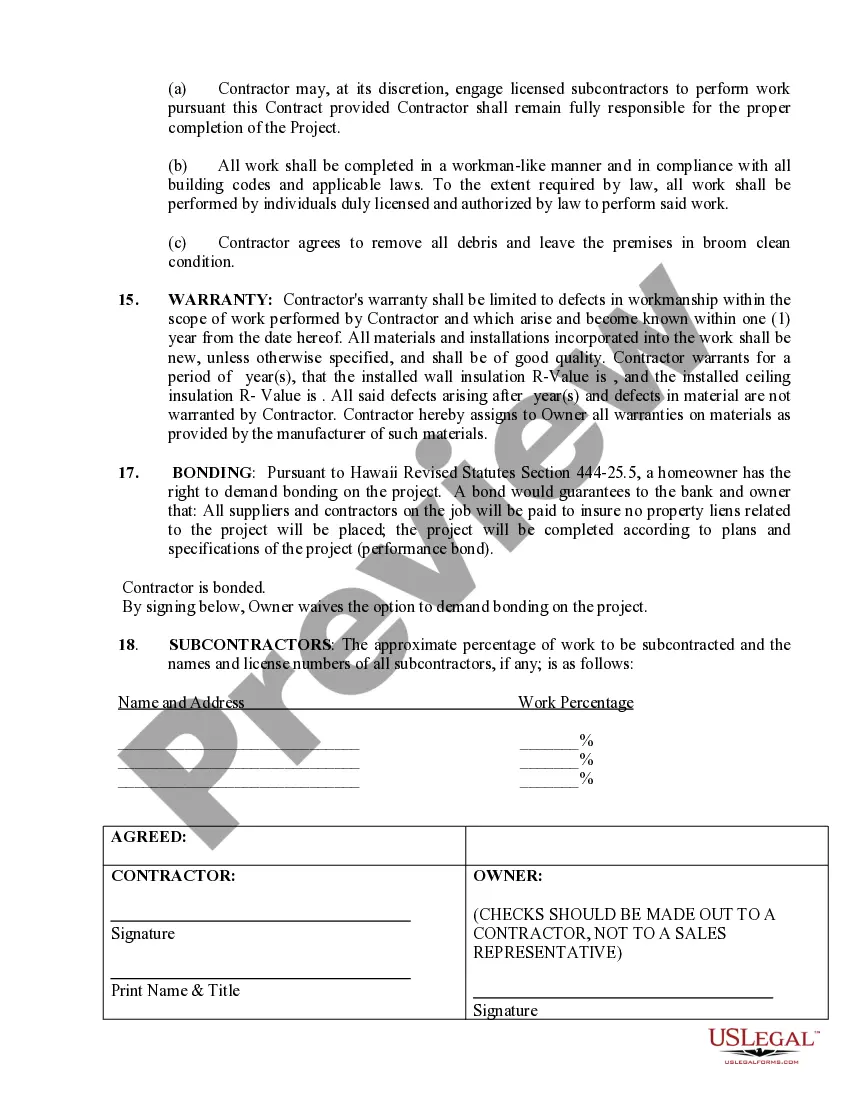 Preview Insulation Contract for Contractor