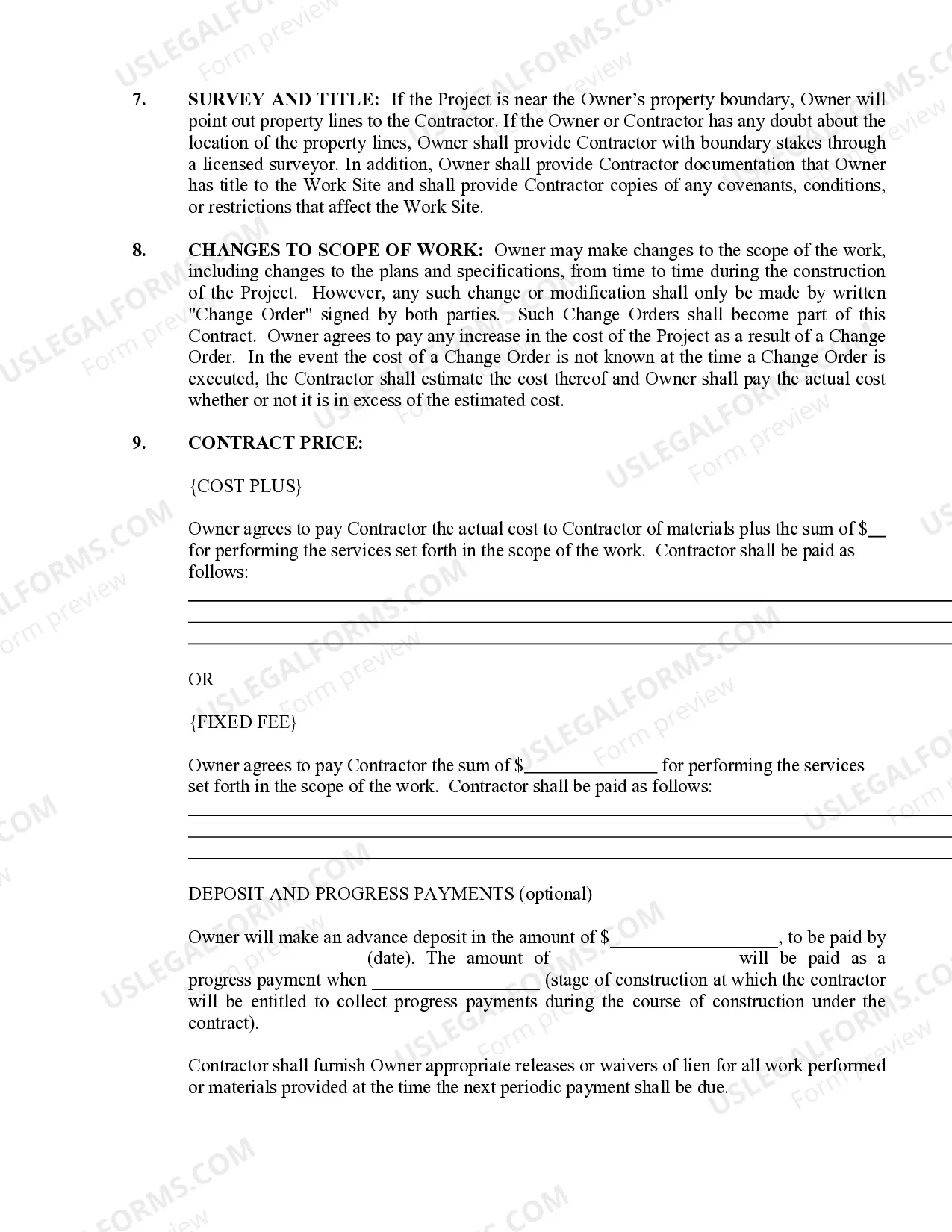 Preview Paving Contract for Contractor