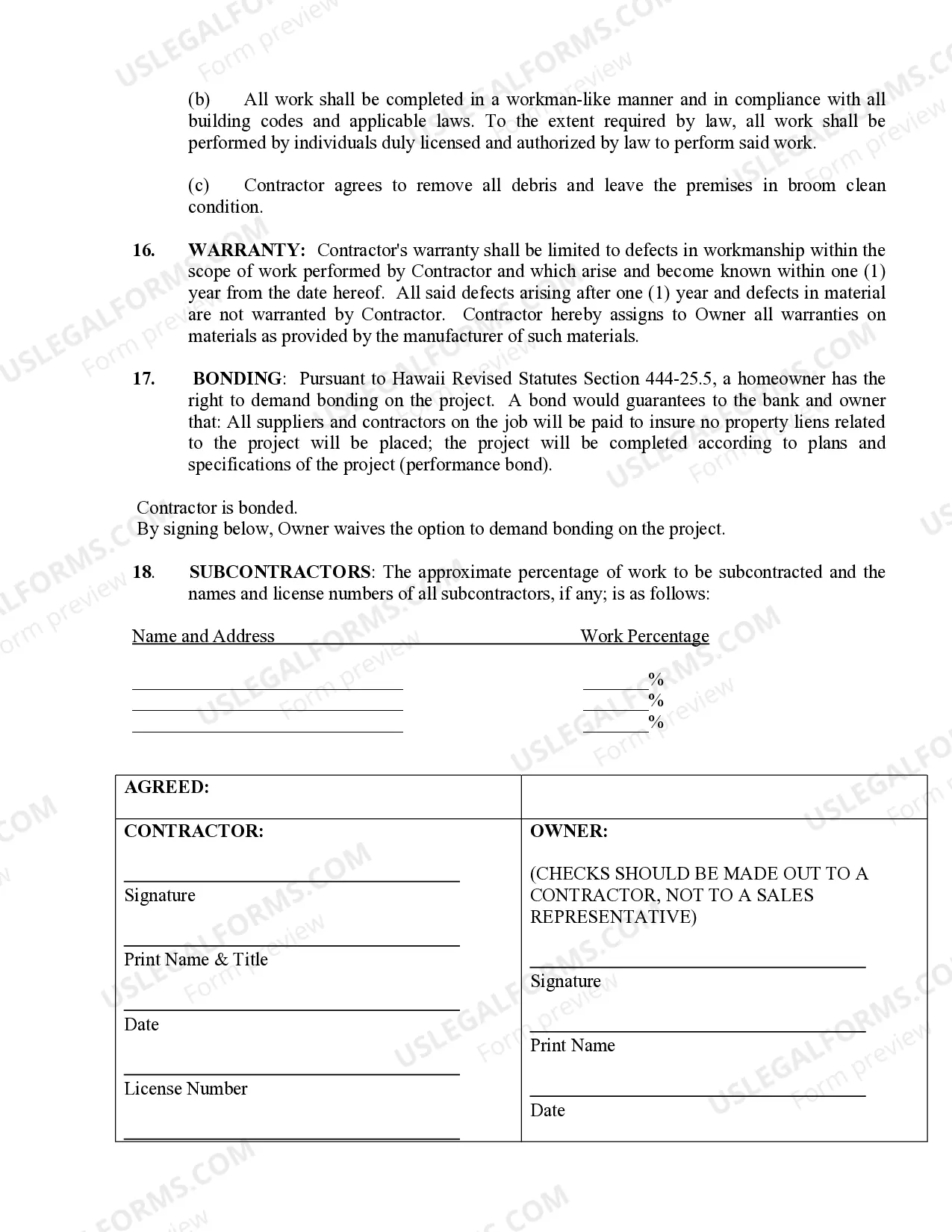 Preview Paving Contract for Contractor