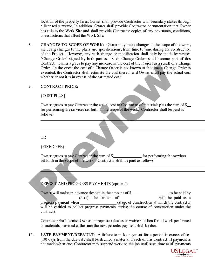 Preview Site Work Contract for Contractor