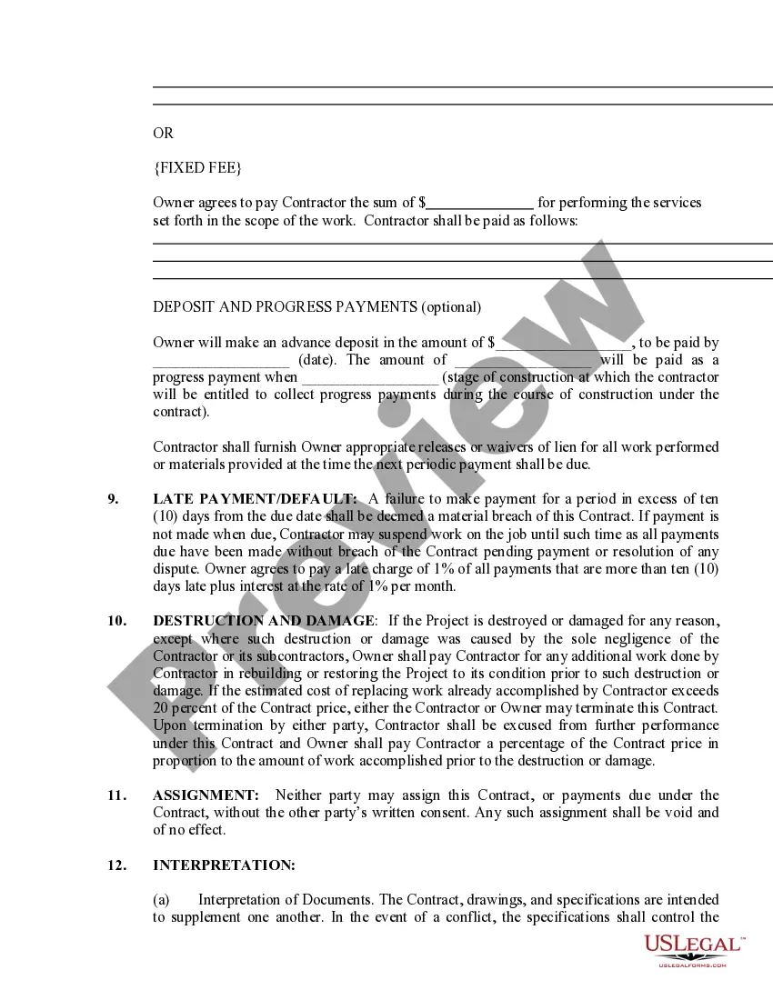 Preview Siding Contract for Contractor