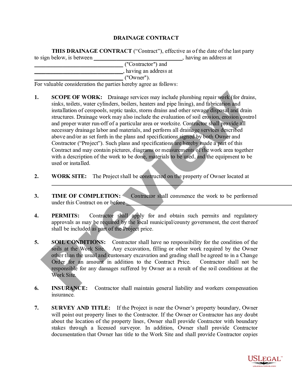 page 0 Drainage Contract for Contractor preview