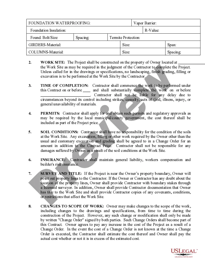 Preview Foundation Contract for Contractor