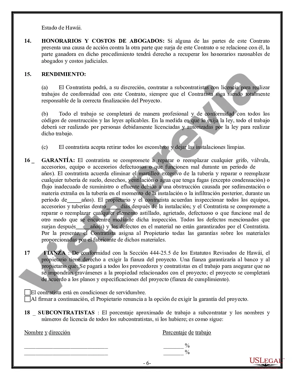 Preview Contrato de plomería para contratista