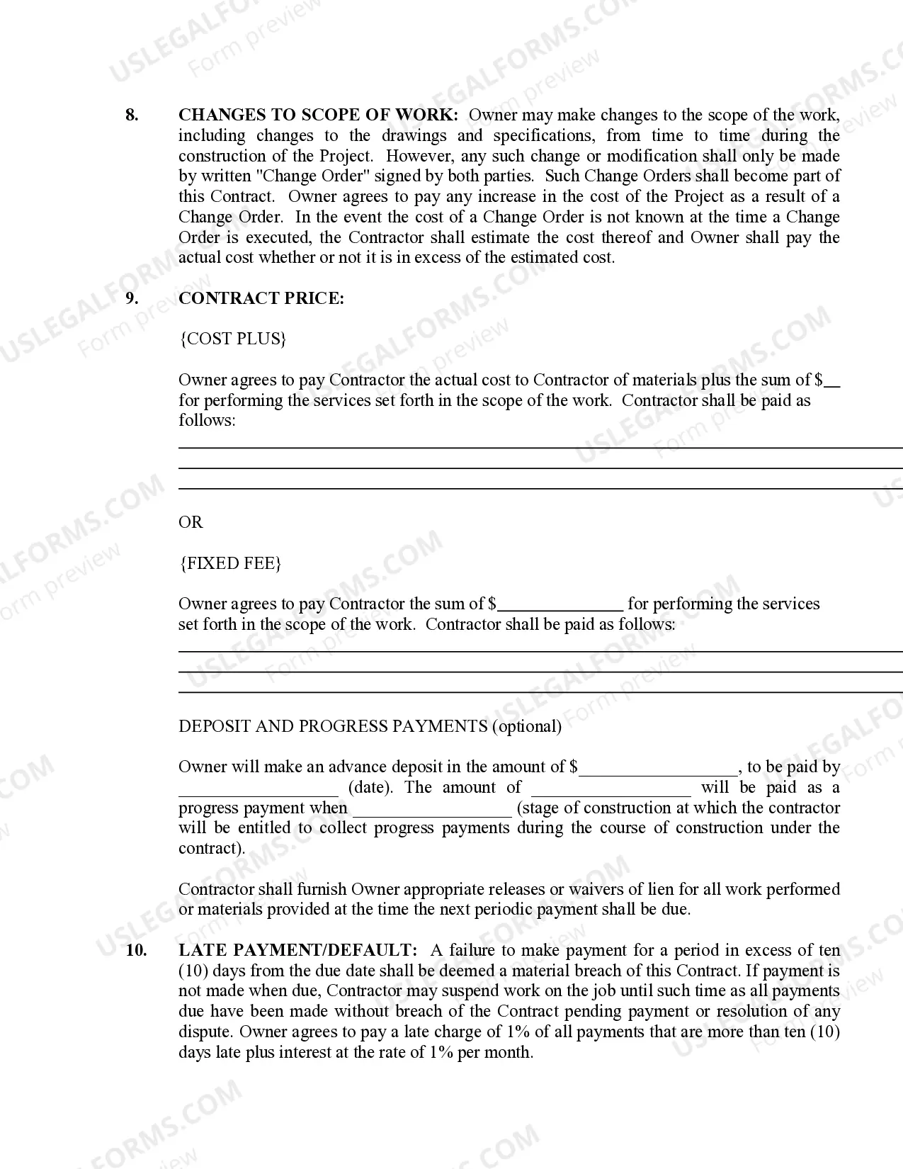 Preview Plumbing Contract for Contractor