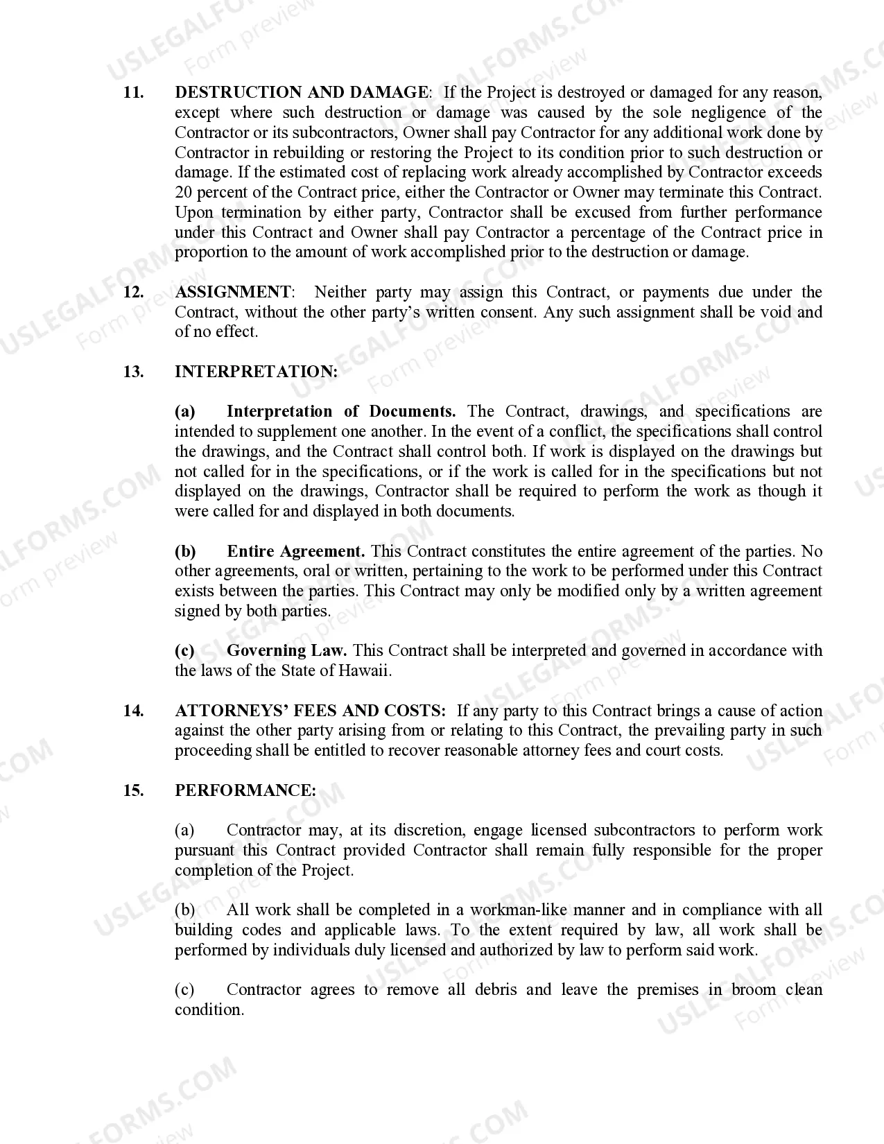 Preview Plumbing Contract for Contractor