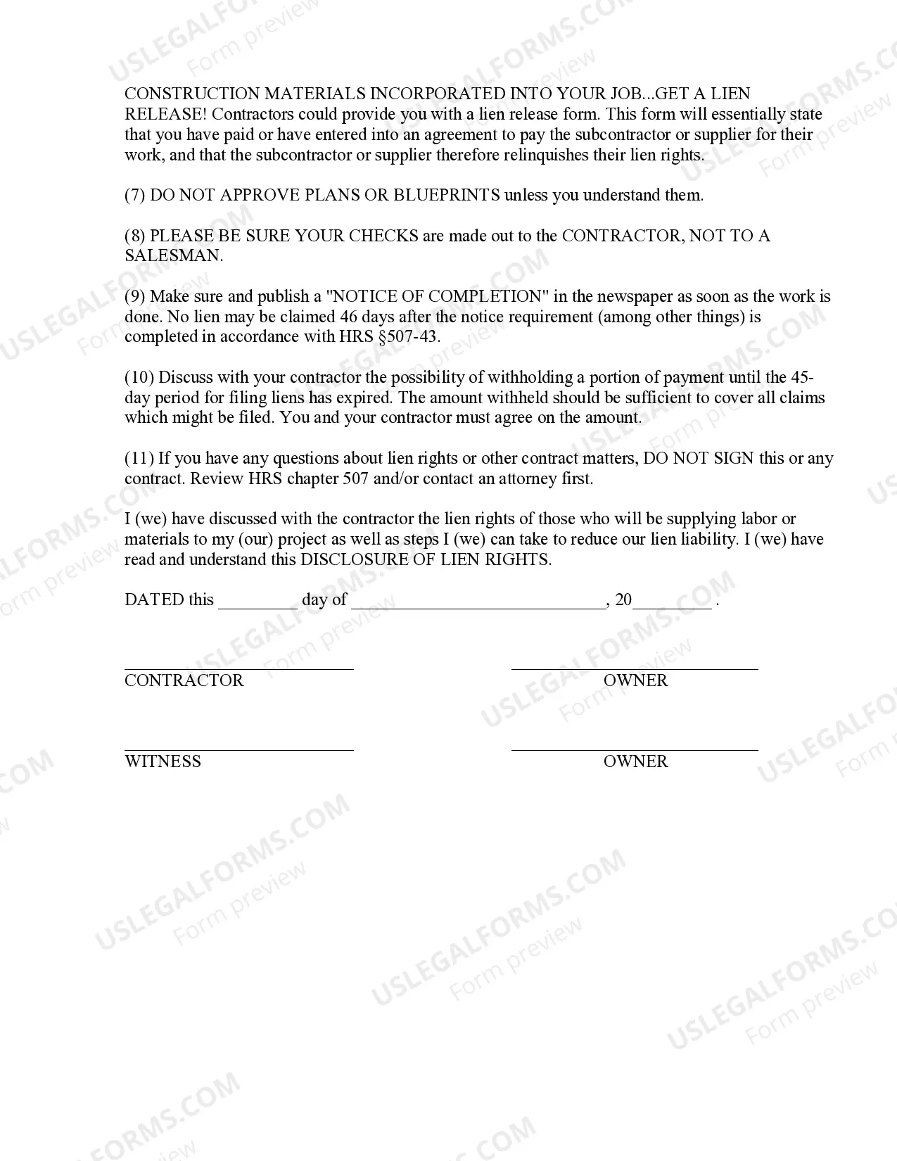 Preview Plumbing Contract for Contractor