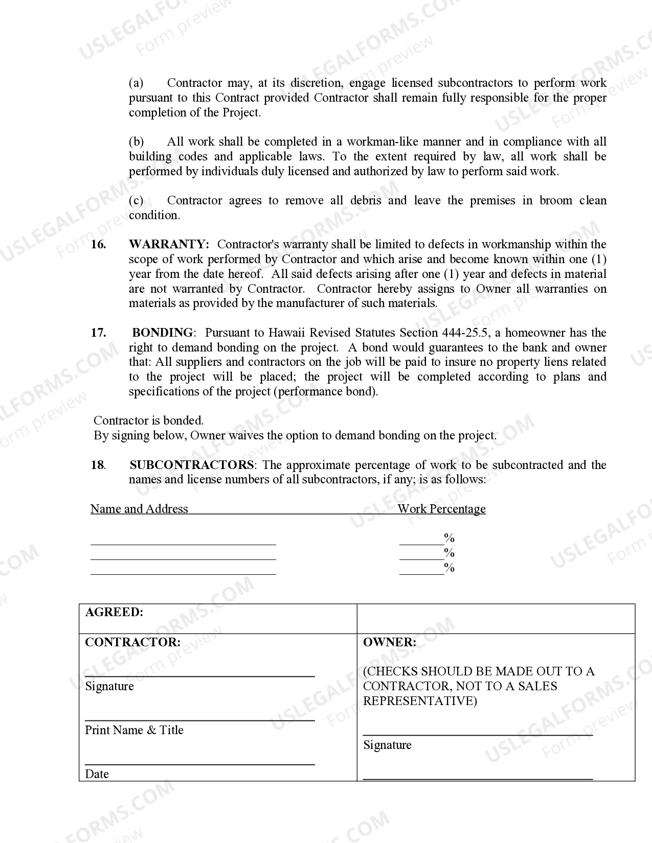 Preview Brick Mason Contract for Contractor