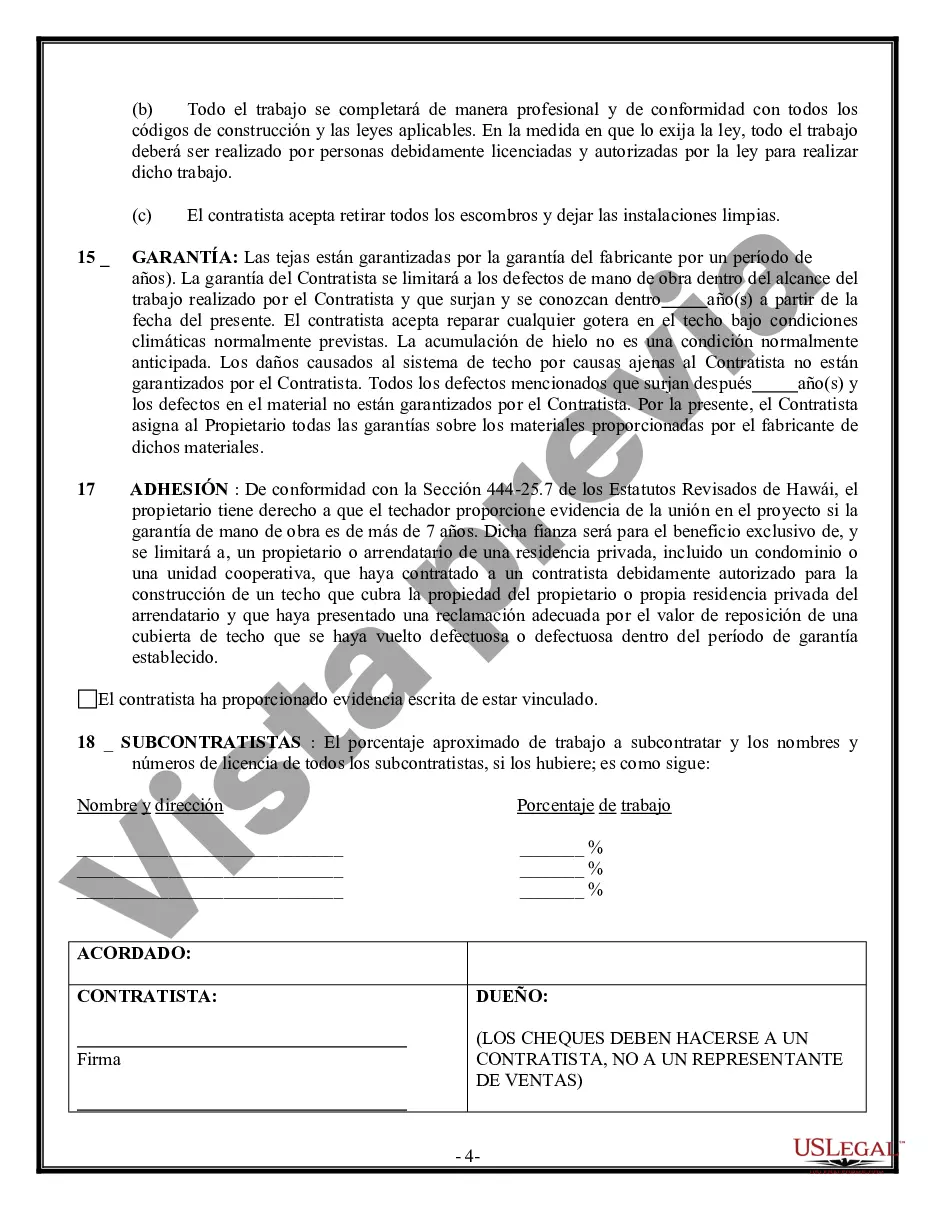 Preview Contrato de techado para contratista