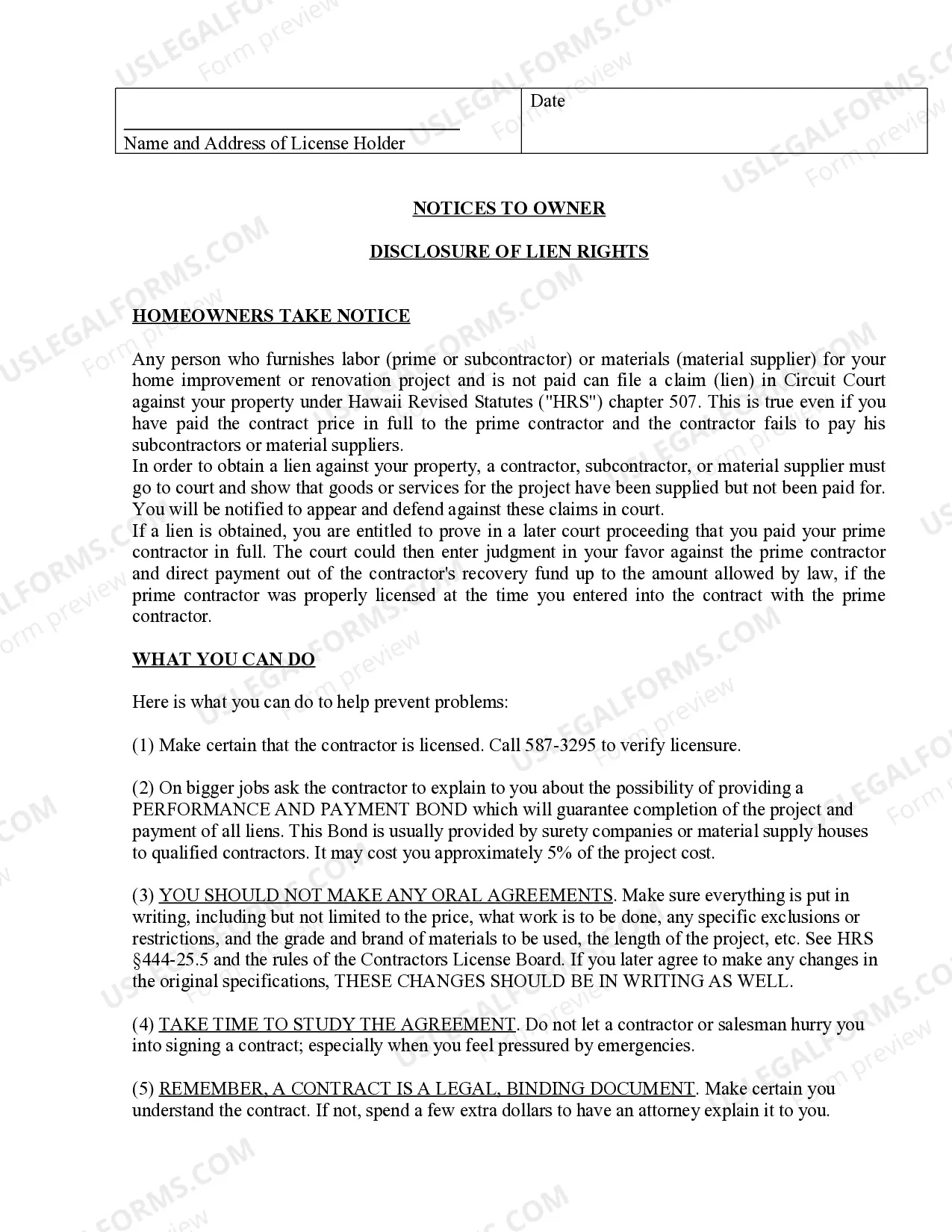 Preview Roofing Contract for Contractor